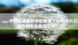 oppo手机的语音助手在哪里（OPPO手机的语音助手在哪里找到？）