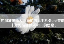 如何准确输入ICCID的信息手机卡iccid查询「如何准确输入ICCID的信息」